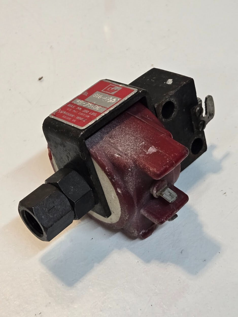 Graham White Compressor Solenoid Valve 816-059 | 48-75 VDC | Max. Pr. 200LBS