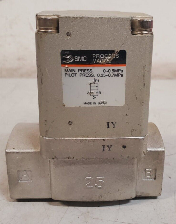 SMC Process Valve VNB401AS | A 25 B | IY | MAIN PRESS 0-0.5MPa | 12 P1 | 10 P2