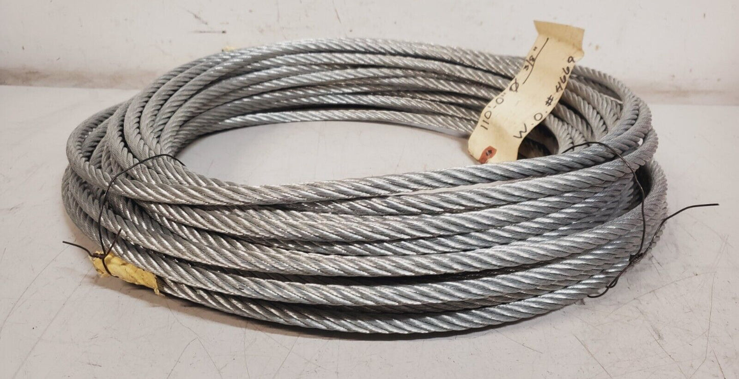 Steel Wire Cable W.O. # 4669 | 110' | 3/8" Diameter