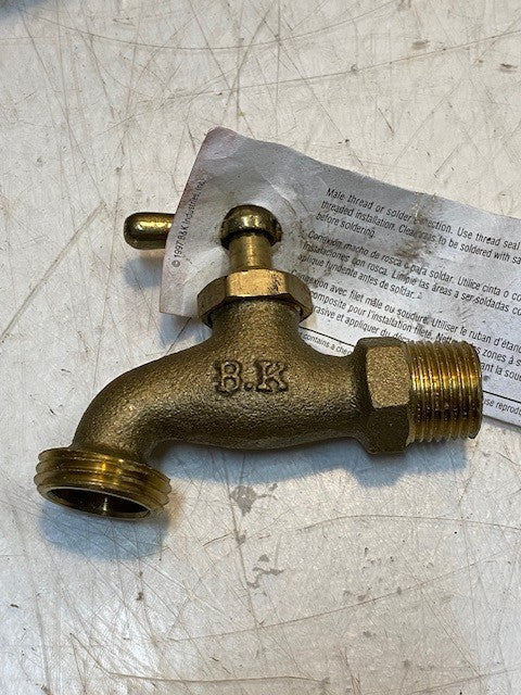 12 Quantity of B&K 103-003 Brass Hose Bibb Valves 1/2" MPT (12 Quantity)