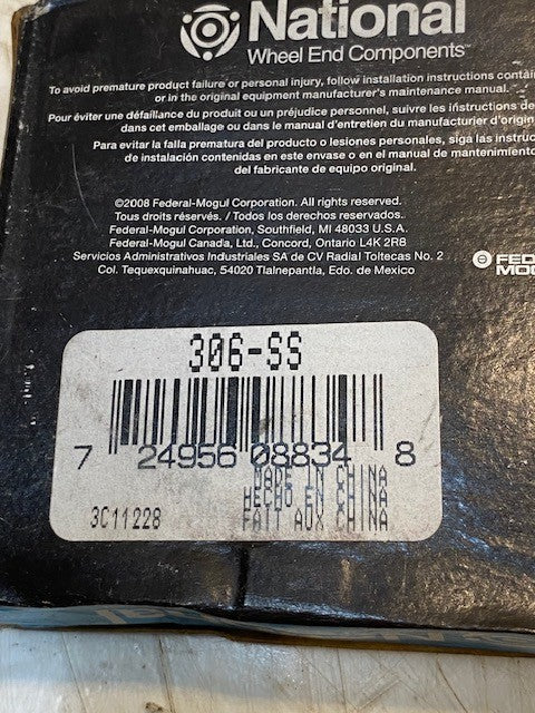 2 Quantity of National 306-SS Sealed Single Row Radial Ball Bearings (2 Qty)