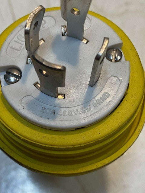 Eaton L16-20P Yellow Flanged Locking Plug Outlet Receptacle 20A 480V.30 GRND