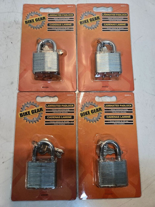 4 Quantity of Bike Gear 6255-4 Laminated Padlocks 072774625543 (4 Quantity)