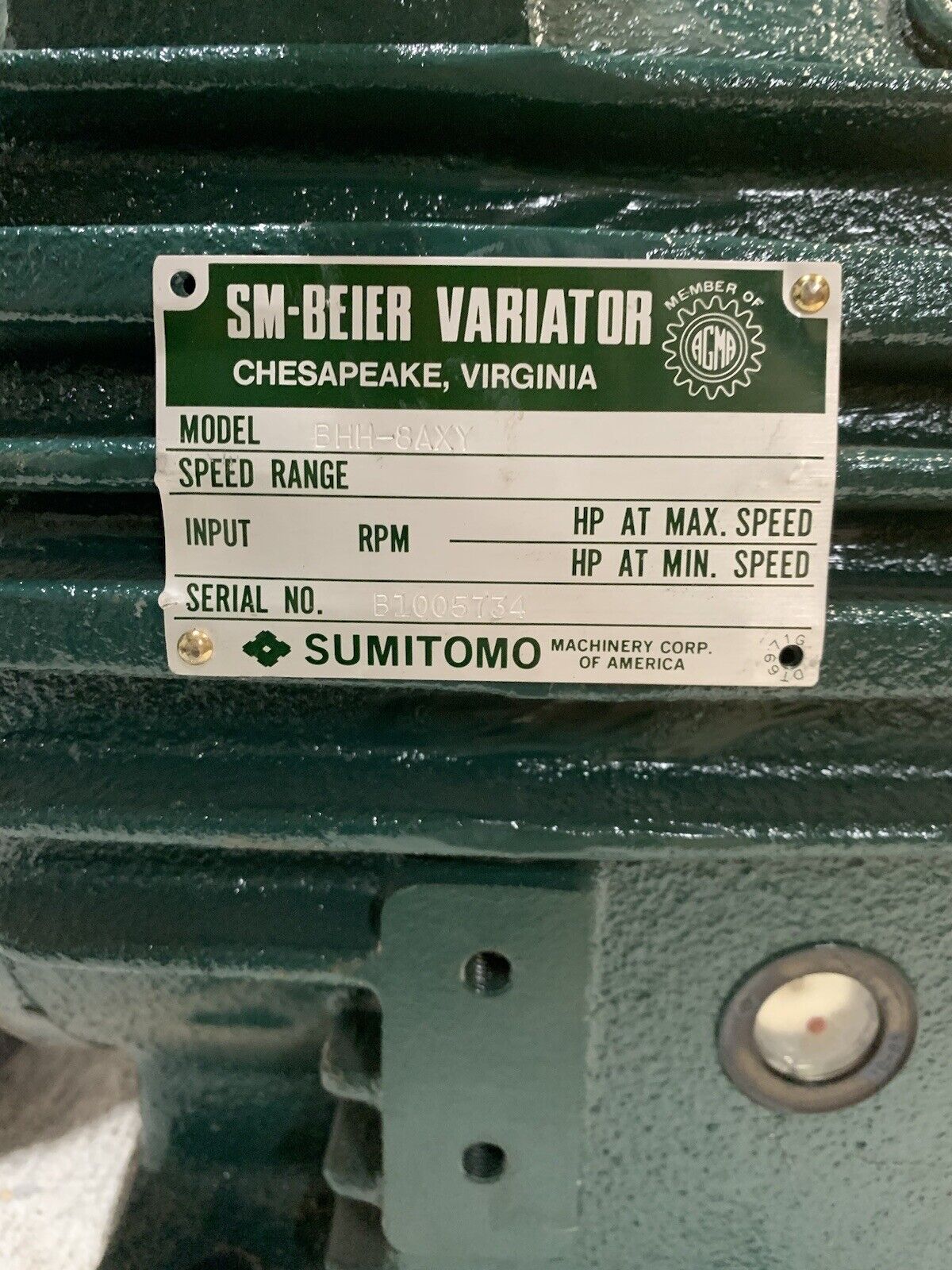 Sumitomo SM-Beier Cyclo Variator BHH-8AXY | B1005734 | BHH - 8AXY