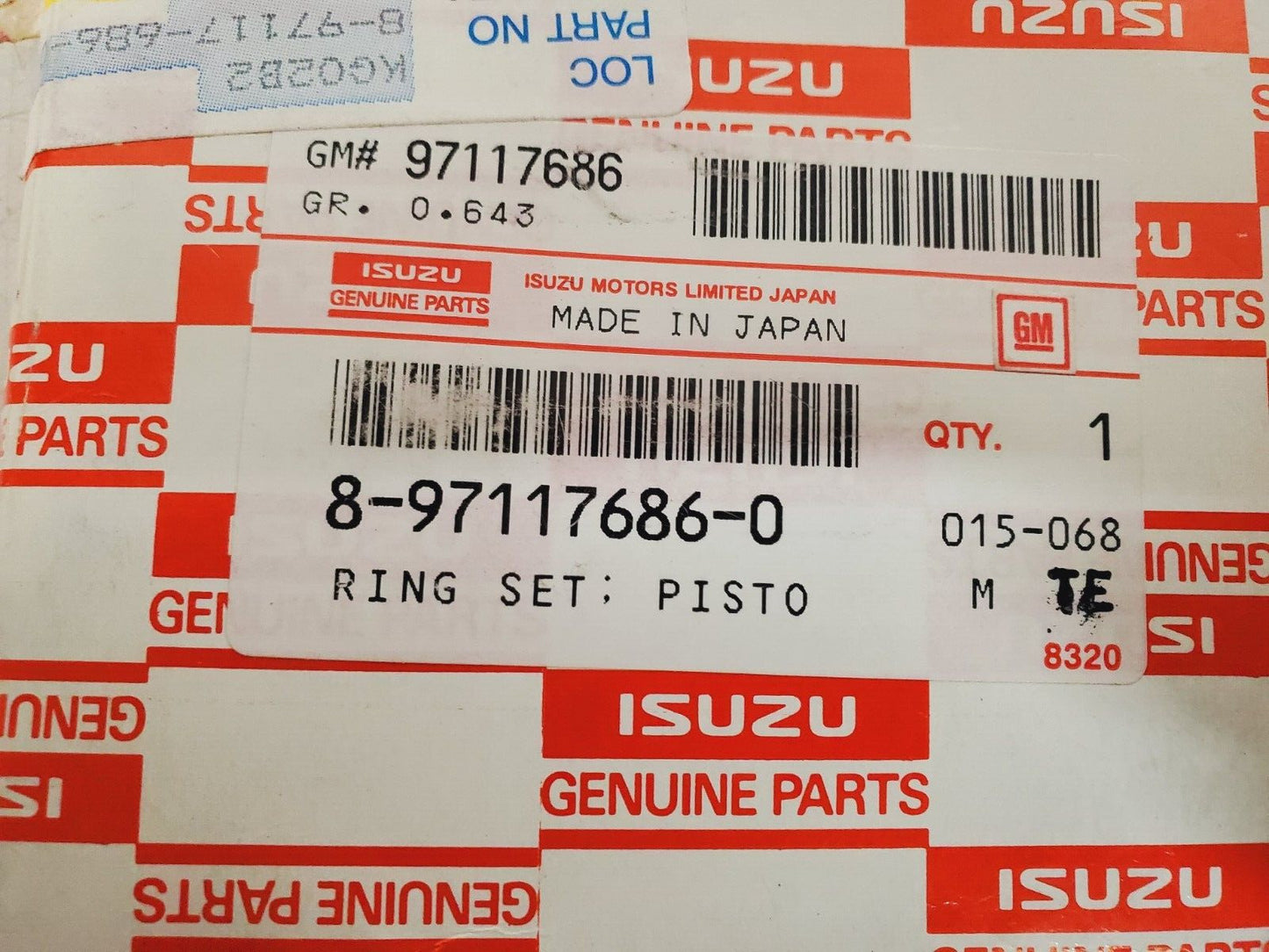 Isuzu Ring Set Piston 8-97117686-0 | 015-068 | 97117686