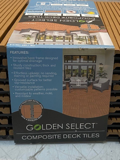Golden Select 1791218 Composite Deck Tiles 7.75 Sq Ft 8 Tiles Weather Resistant