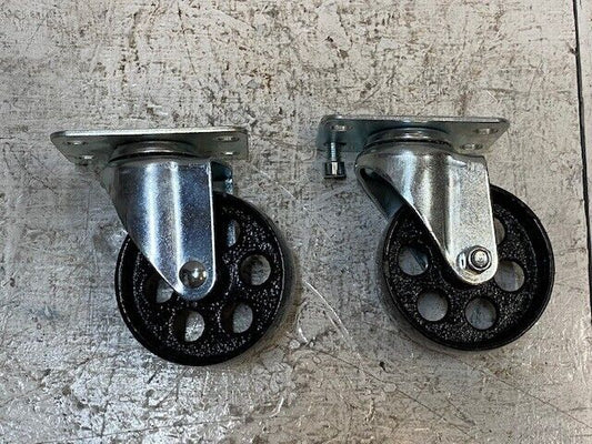 2 Pack of Swivel Caster Steel Wheels 95mm Base 86mm OD 29mm Treadwidth (2 Qty)