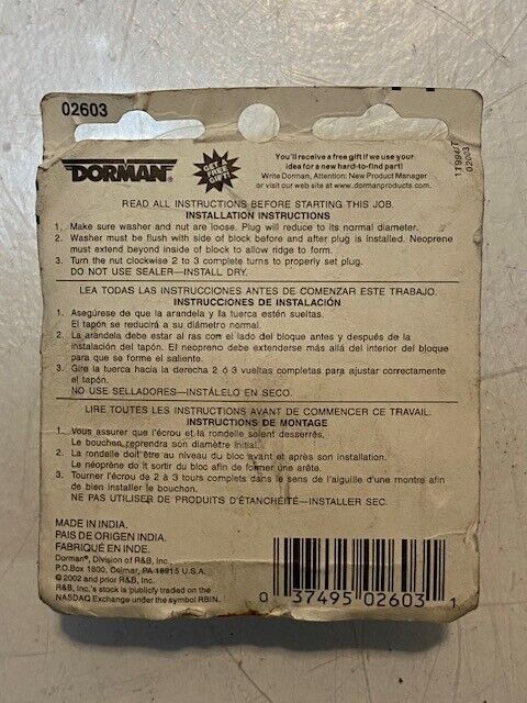 9 Qty of Dorman Engine Expansion Plugs 1-1/2" - 1-5/8" 02603 | 571-009 (9 Qty)