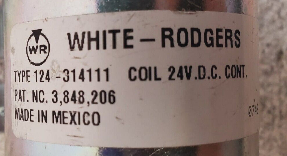 White Rodgers Solenoid 124-314111 Coil 24V.D.C | NC 3,848,206