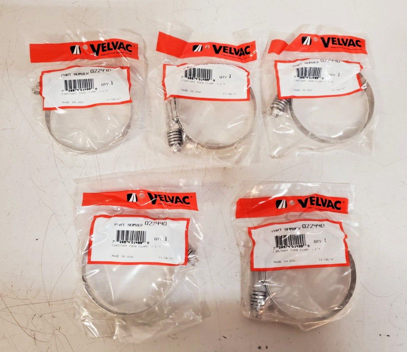 5 Quantity of Velvac Constant Torque Hose Clamps 3-1/4" | 022440 (5 Qty)