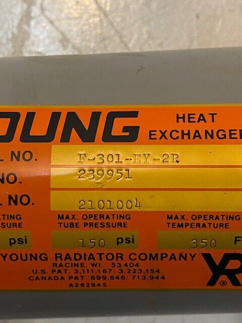 Young Heat Exchanger Model F-301-EY-2P | 239951 | 2101004 | 150 Psi