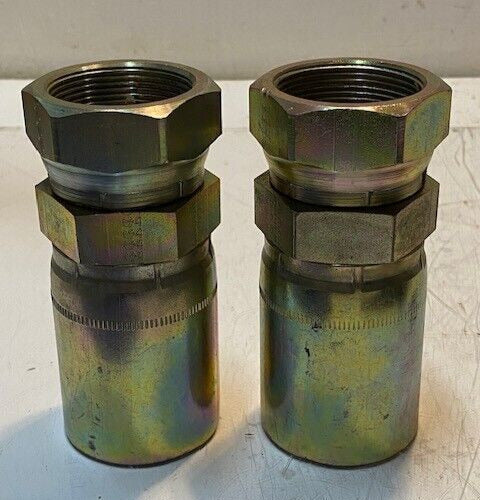 2 Qty of Hydraulic Crimp Female Hose Swivel Hex Fittings 24E | 624 |5" H (2 Qty)