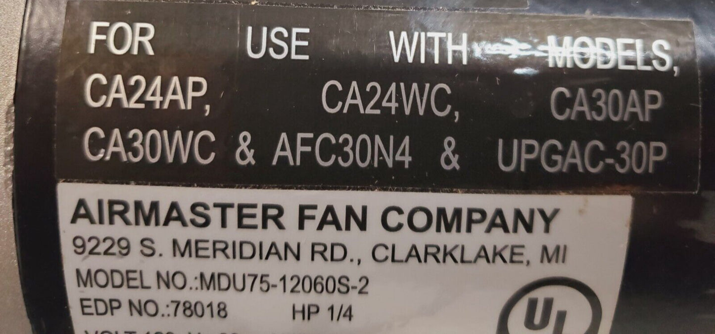 Airmaster Fan Company Commercial Motor CA30WC 78018 | CA24WC-A