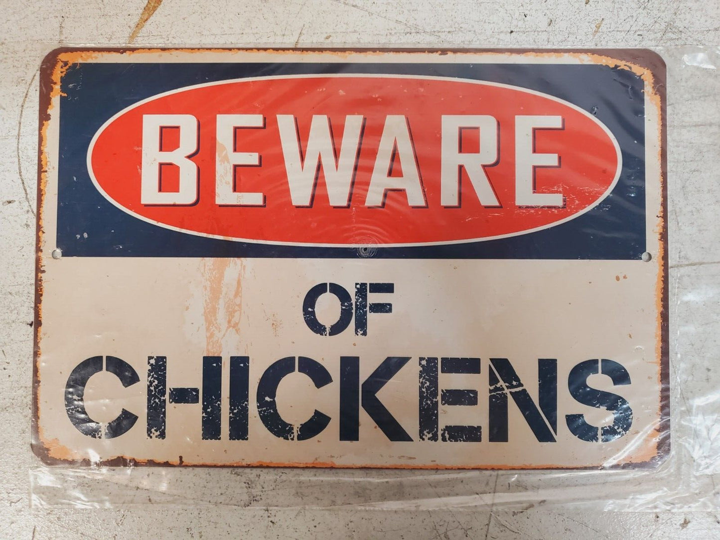 4 Qty Beware of Chickens Chic Rustic Retro Signs 8"x12" (4 Qty)