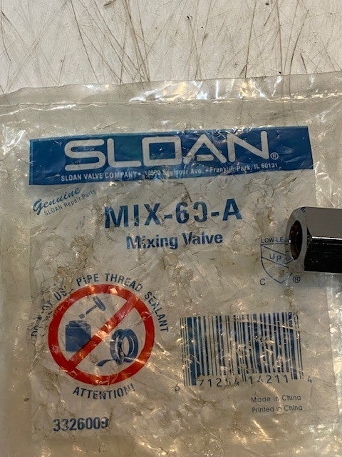 Sloan MIX-60-A Below Deck Manual Mechanical Thermostatic Mixing Valve