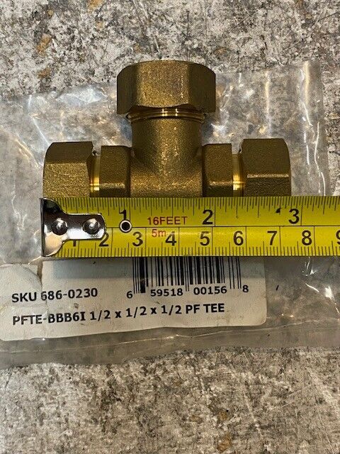 Pro-Flex PF-12 0540 15mm 686-0230 PFTE-BBB6I 1/2 x 1/2 x 1/2 PF TEE