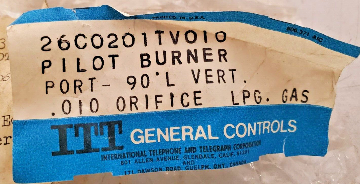 4 Qty. of ITT Pilot Burners Port 90°L .010 Orifice LPG Gas 26C0201TV0I0 (4 Qty)