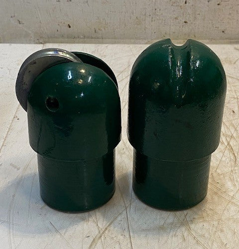 Green Replacement Pole Caps for Pickleball/Tennis 1 w/ Pulley 1 w/out Pulley