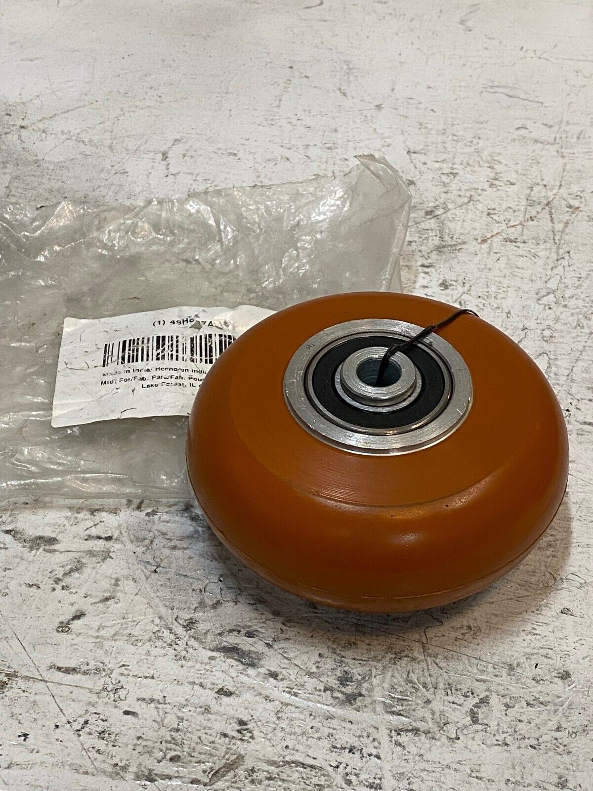 Polyurethane Tread on Aluminum Core Caster Wheel 49H857A 5" Diameter 9/16" Bore