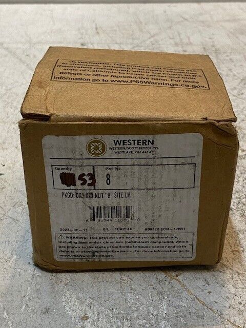 Western Compressed Gas Hose Nuts 53 Pcs PKGD: CGA-023 Nut "B" Size LH