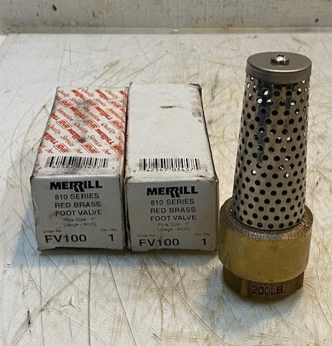 2 Quantity of Merrill 810 Series Red Brass Foot Valves FV100 (2 Quantity)