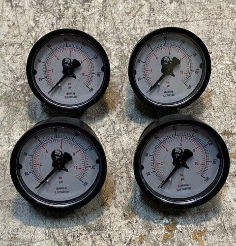 4 Quantity of Franklin Electrofluid 160 PSI Gauges (4 Quantity)