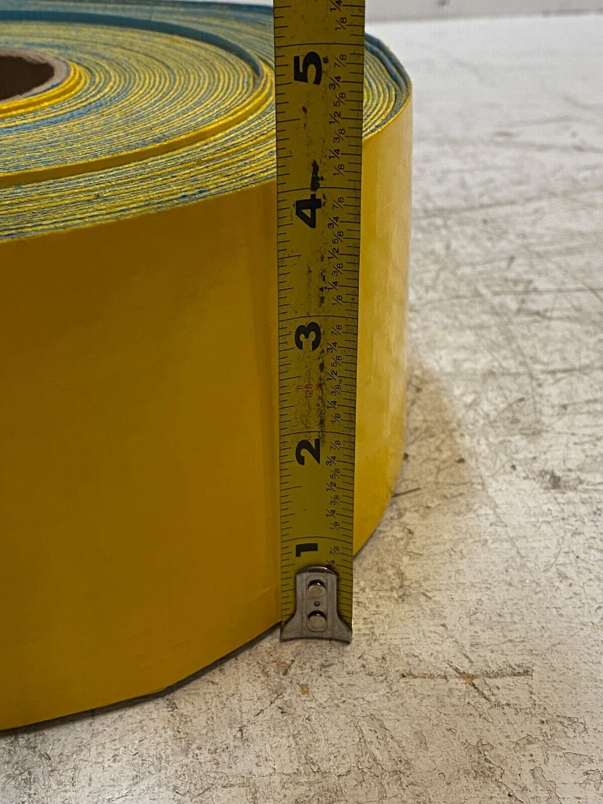 Mighty Line Yellow Safety Floor Tape 4" Thick on 3" Wheel with 10" Diameter