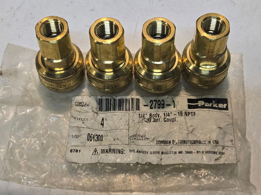4 Quantity of Parker 30 Series B33 1/4" Quick Connector Couplings 2799-1 (4 Qty)