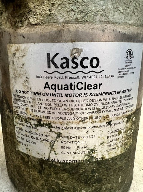 Kasco 3400C025 AquatiClear Submersible Circulator Pump 3/4 HP 120V 25' Cord