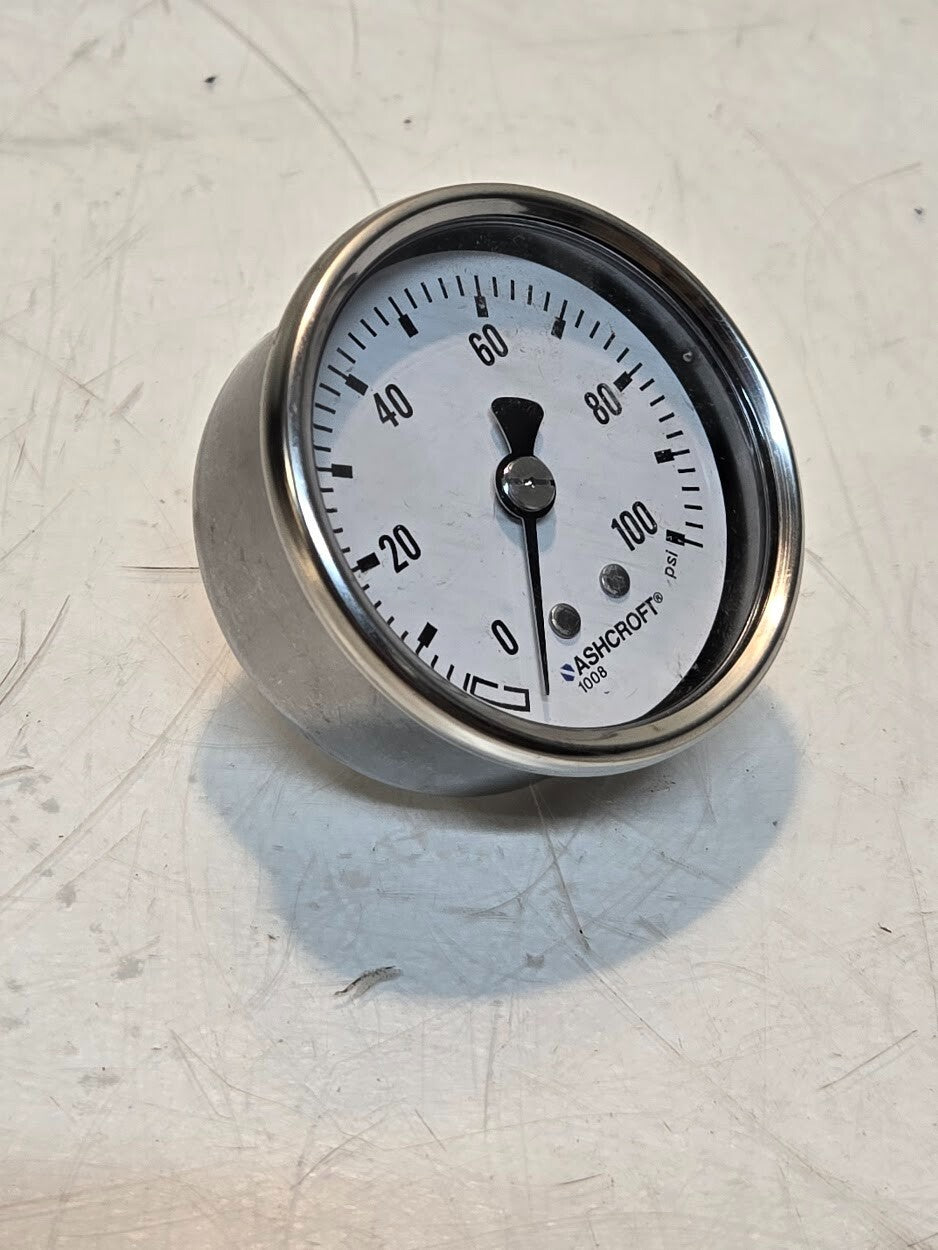Ashcroft 1008 60mm Pressure Gauge 0-100 PSI | 2-11/16" OD | 1/4" NPT Back Mount