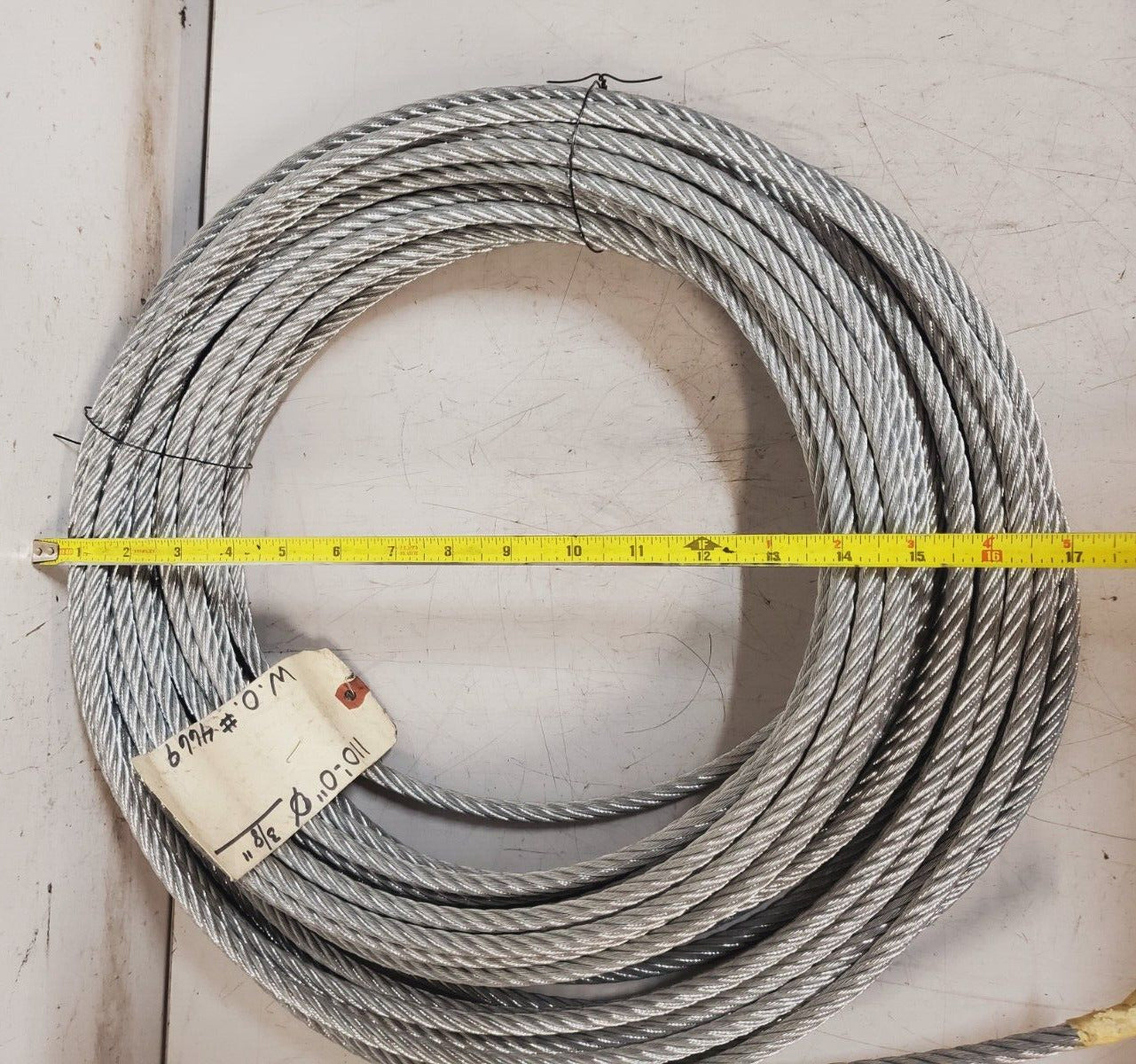 Steel Wire Cable W.O. # 4669 | 110' | 3/8" Diameter