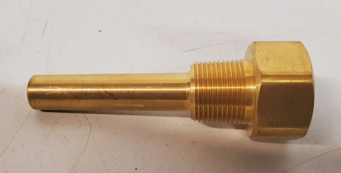 5 Qty. of Brass Thermowells 3.5" Stem Length x 1-1/4" OD (5 Qty)