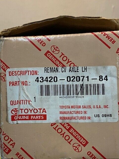 Toyota Remanufactured CV Axle LH 43420-02071-84 | 25mm End 22mm Shaft 22mm End