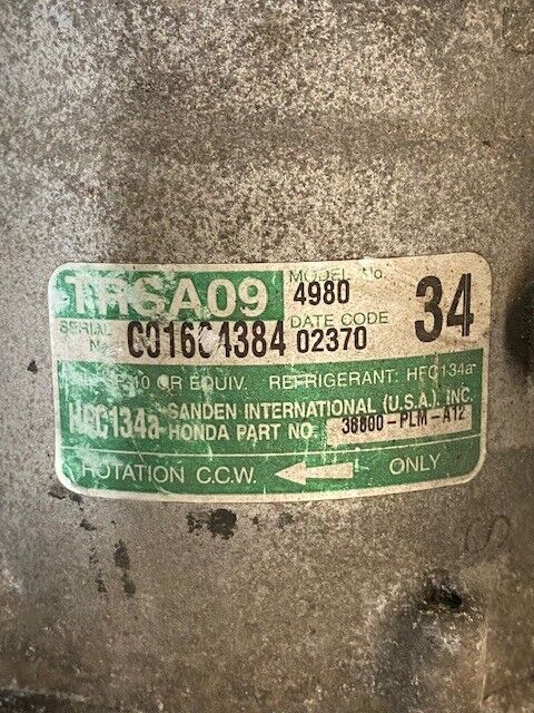 Sanden TRSA09 A/C Compressor Cooling Pump Model 4980 | C01604384 - USED