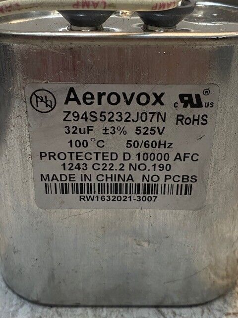 Aerovox Capacitor Z94S5232J07N 32uF 525V 50/60Hz