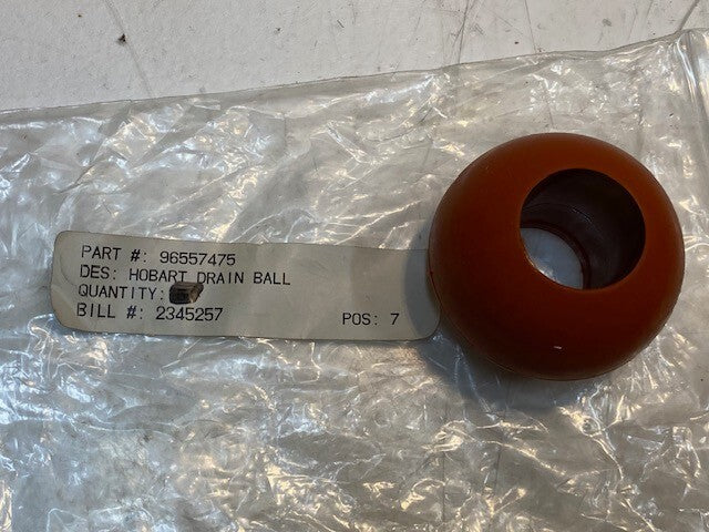 Hobart Drain Ball 96557475, Rubber, Orange, 28mm Bore, 61mm OD