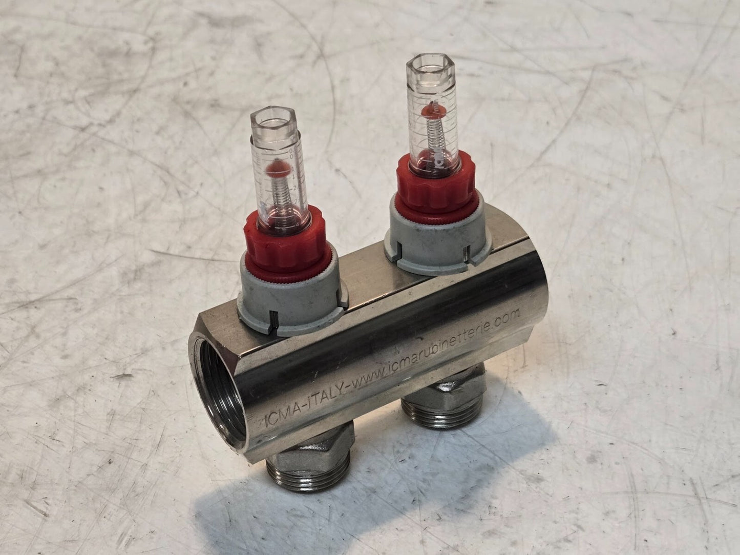 ICMA 2 Circuit Manifold with Flowmeters | ICMA-Italy | 1" Manifold | 3/4" Inlets