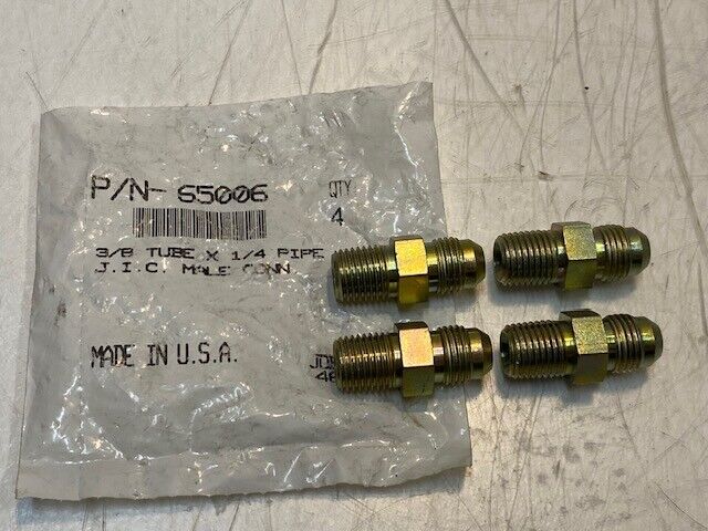 4 Qty of Steel Flared Tube Male Connectors 65006 3/8 Tube x 1/4 Pipe (4 Qty)