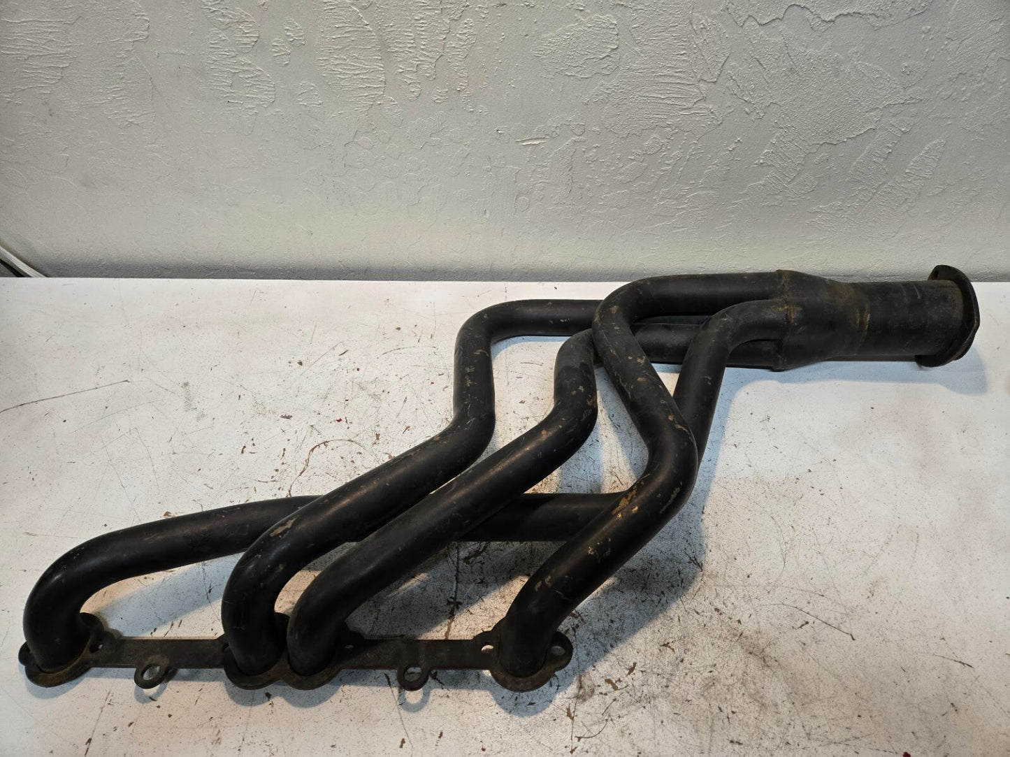 Exhaust Header 3" Outlet 4 Cylinders Long Tube 36" Overall Length 17.25" Height