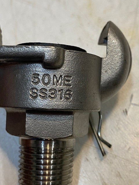 Air Hose Coupling 50ME SS316 | 21mm Thread 12mm Bore 2-3/8" Wide 2-5/8" Tall