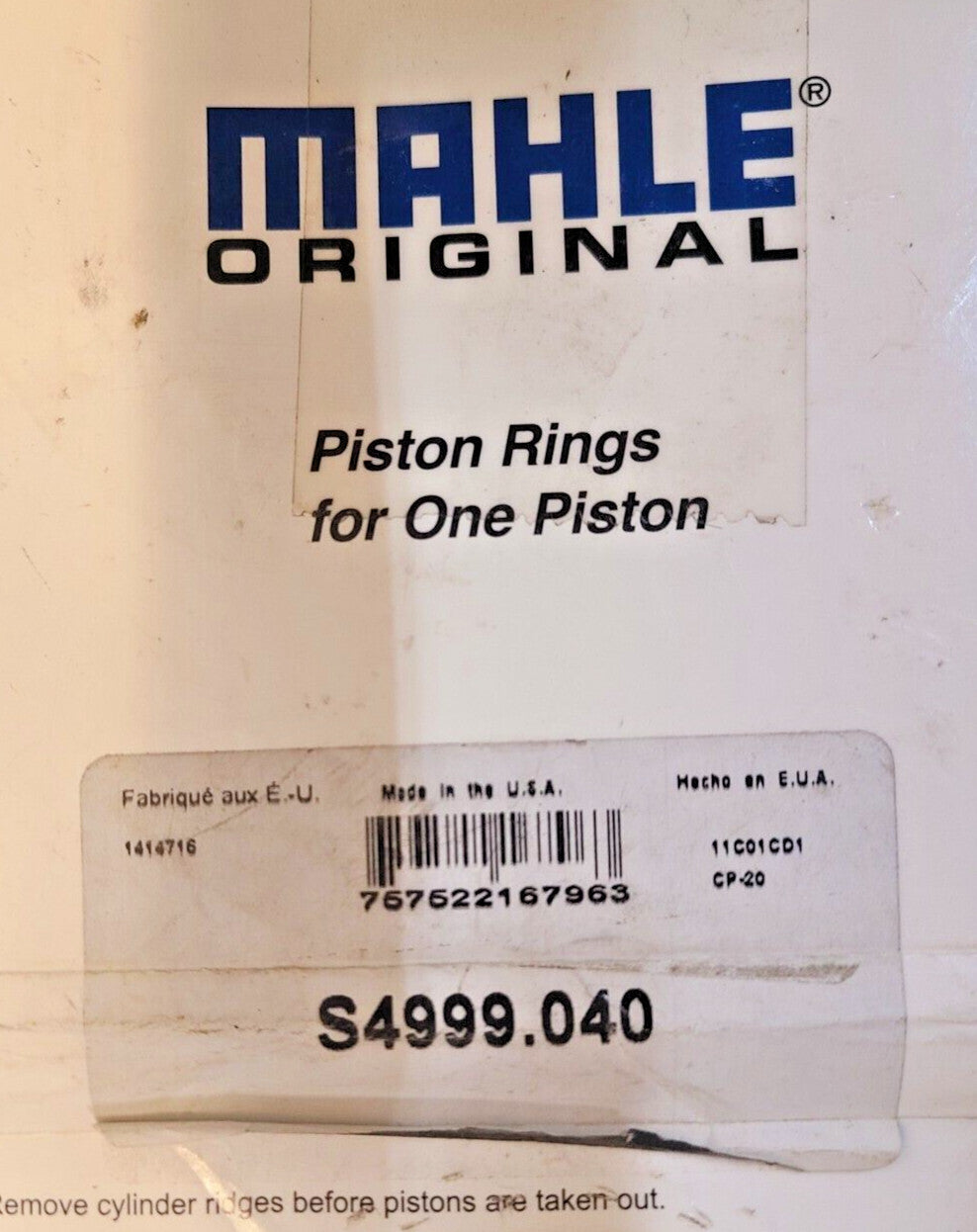 Mahle Piston Ring Set S4999.040