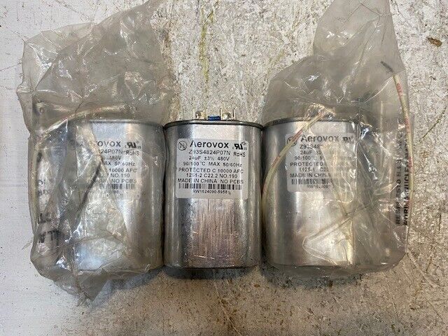 3 Quantity of Aerovox Capacitors S4824P07N | 24uF 480V 50/60Hz (3 Quantity)