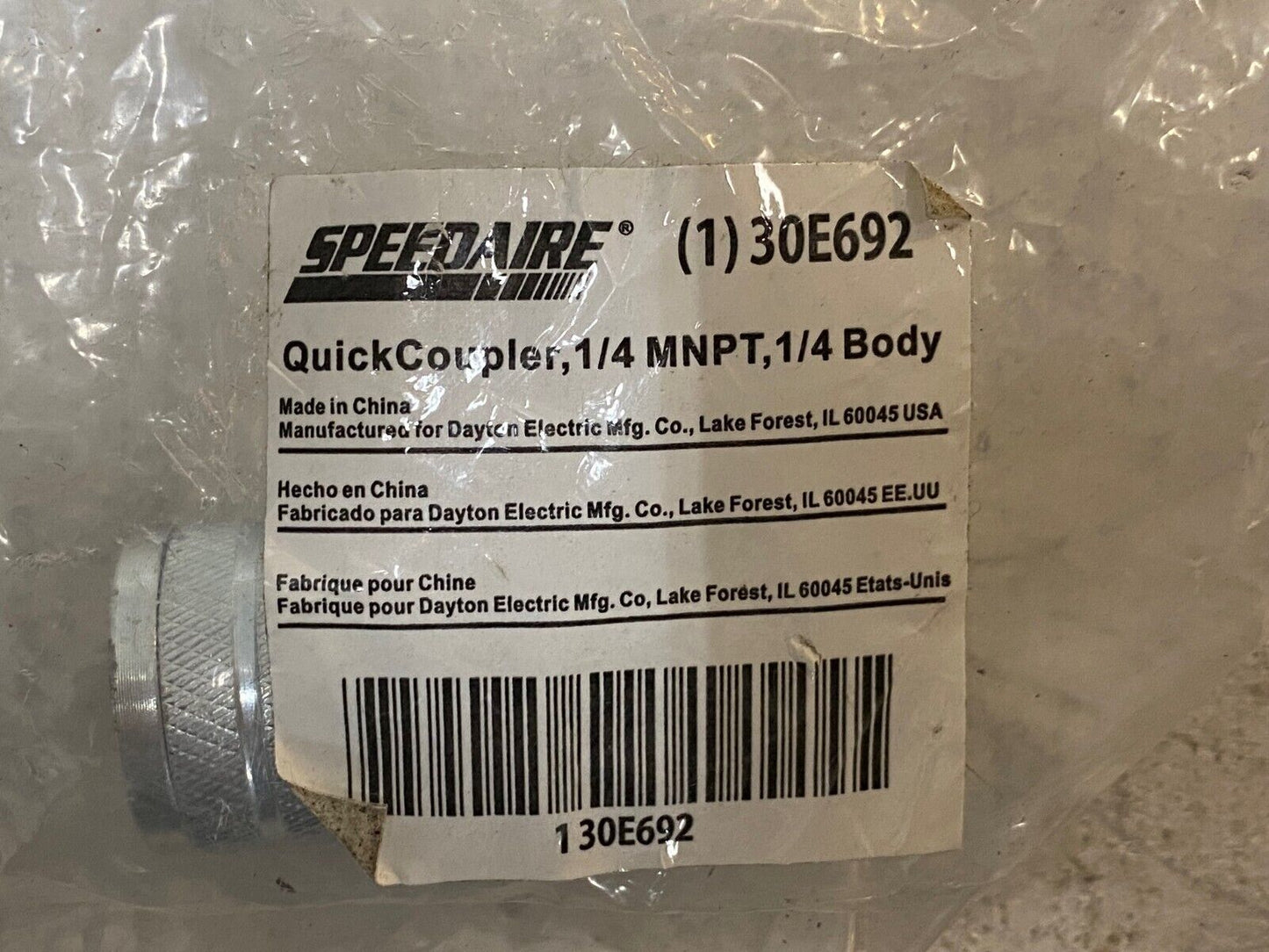 2 Qty of Speedaire 30E692 Quick Couplers 1/4MNPT 1/4 Body (2 Quantity)