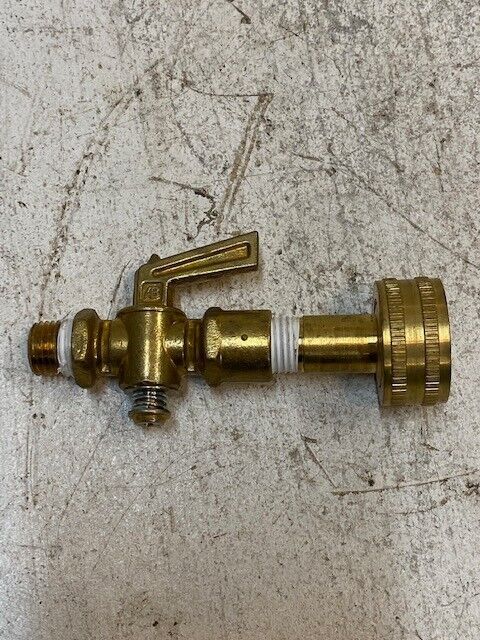 AB Ground Plug Valve 2-Way Brass Lever External Drain - MEASUREMENTS PICTURED