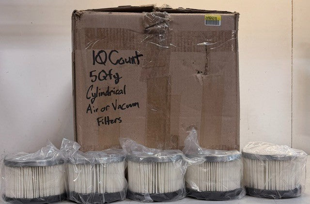 5 Quantity High Efficiency Cylindrical Air Or Vacuum Filter 4-3/4in Dia.