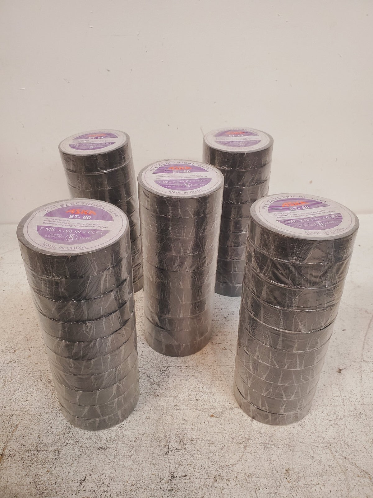 5 Pack of 10 Units of Aska Electrical Tapes ET-60 | 7Mil x3/4"x60Ft (50 Total)