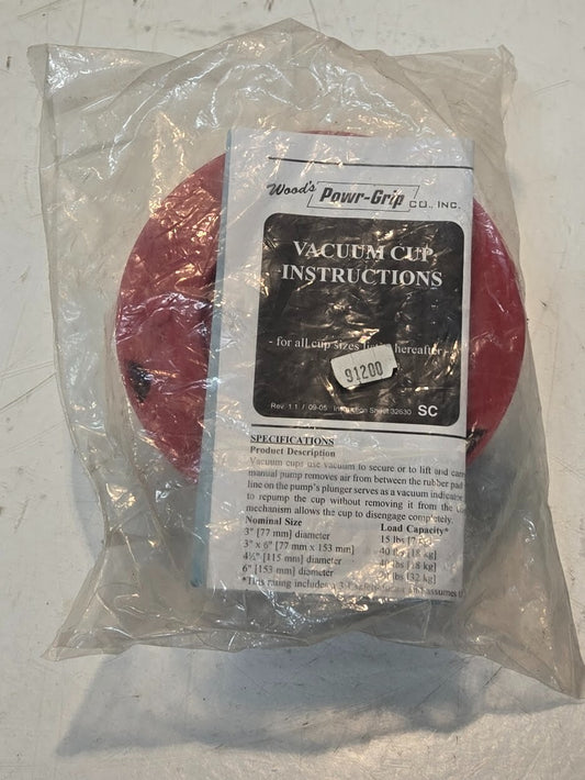 Woods Powr-Grip Vaccum Cup 91200 | 4-1/2" Diameter Cup | 40 Lb Capacity