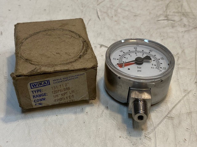 Wika 4205114 Pressure Gauge 131.11 2" 125 PSI/Bar 1/8" NPT LM