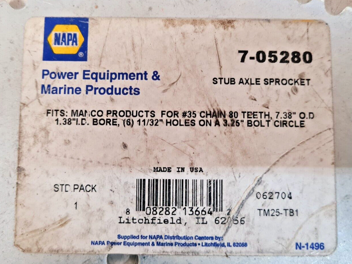 Napa Stub Axle Sprocket For #35 Chain 80 Teeth | 7-05280