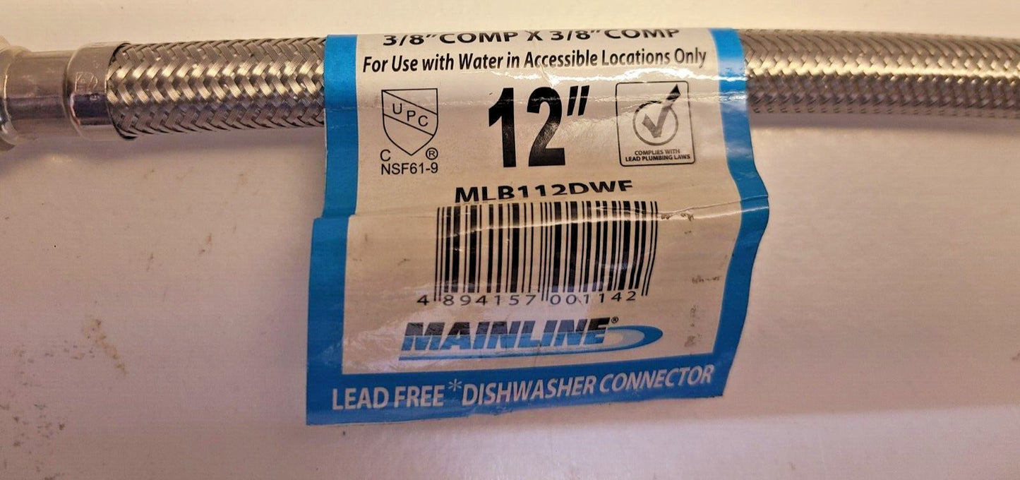 14 Qty of Mainline 3/8" x 3/8" Dishwasher Connectors 12" MLB112DWF (14 Qty)